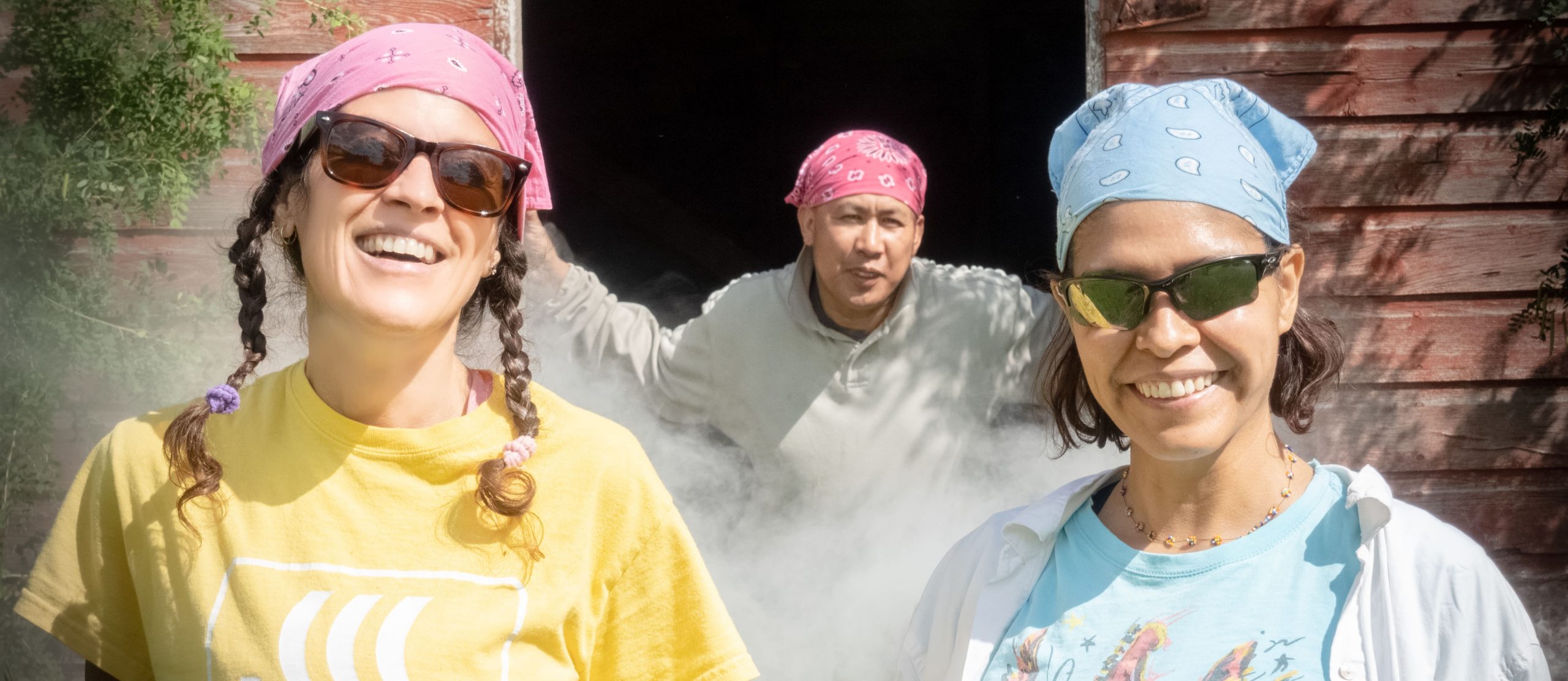 Eli and Zulema (both veterinarians that specialize in honeybees), along with Randy (senior beekeeper), are the core of the "queen team" that breeds queens at Wendell Honey