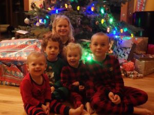 The excited grandchildren on Christmas Eve