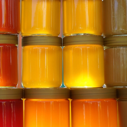 Honey comes in a wide range of colors and flavors. Traditionally lighter colored honey is more expensive.