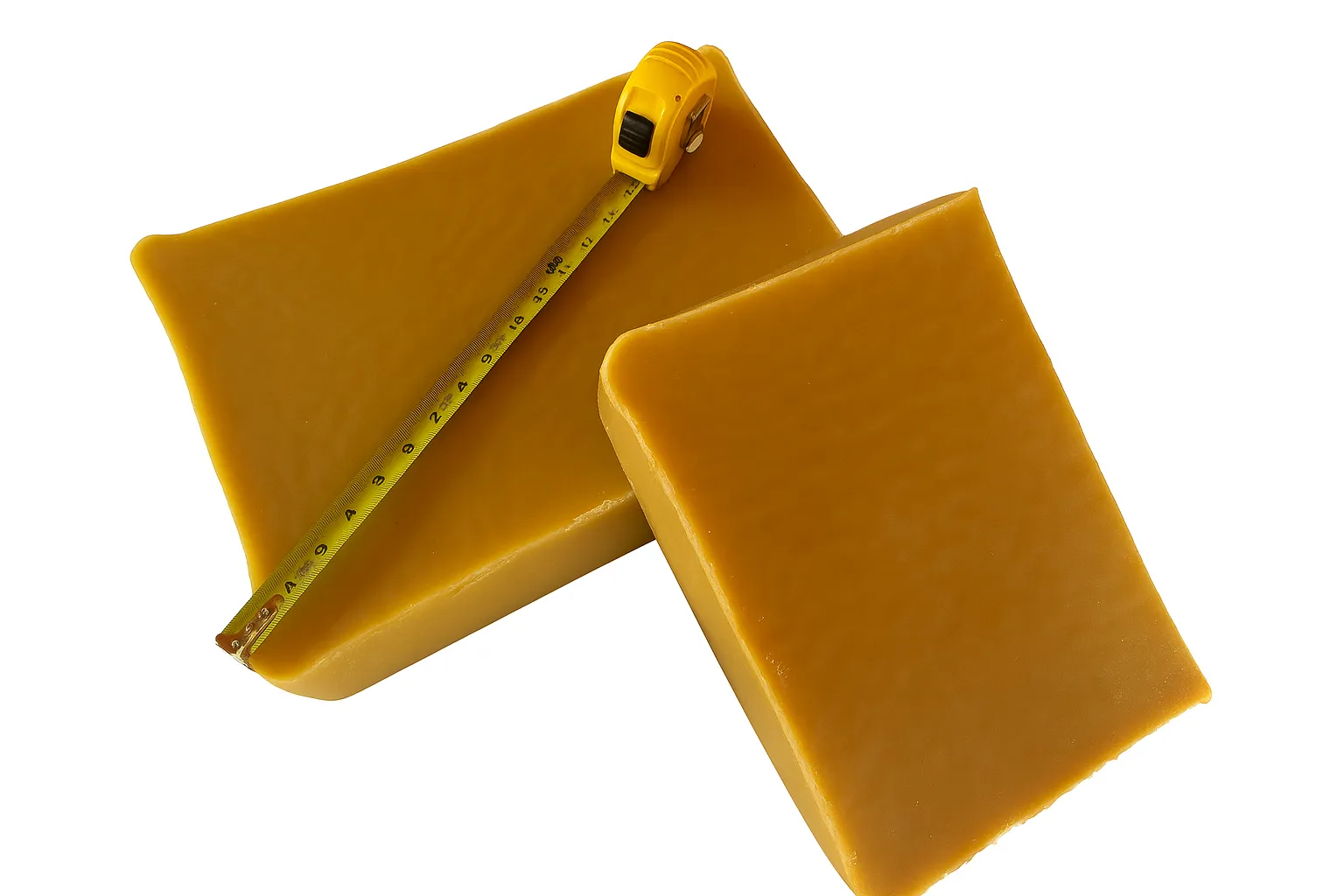 Bulk natural, unprocessed beeswax. 10 kg (22 lb) and 5 kg (11 lb) blocks